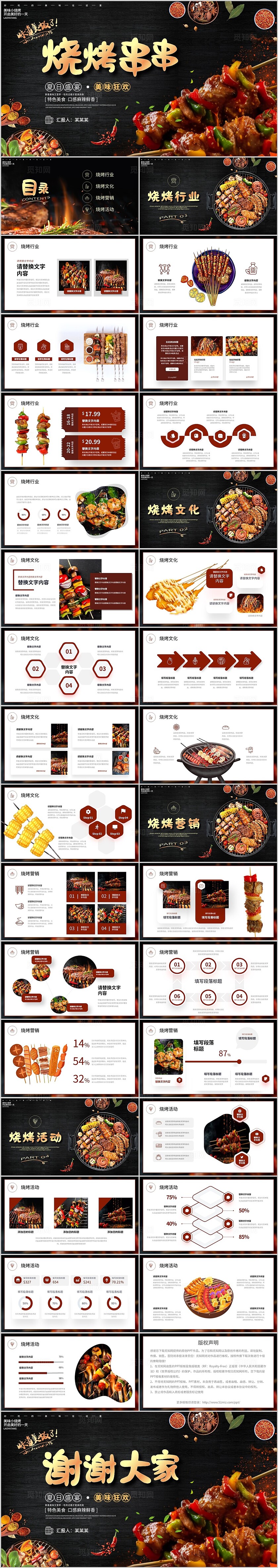 时尚风黑色木质背景烧烤节烤串活动策划方案夏季PPT