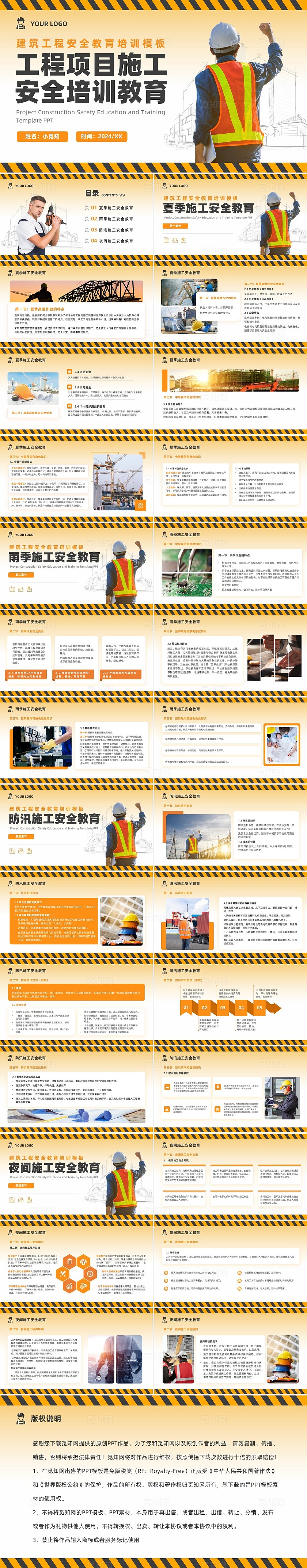建筑工程安全教育培训模板工程项目施工PPT夏季