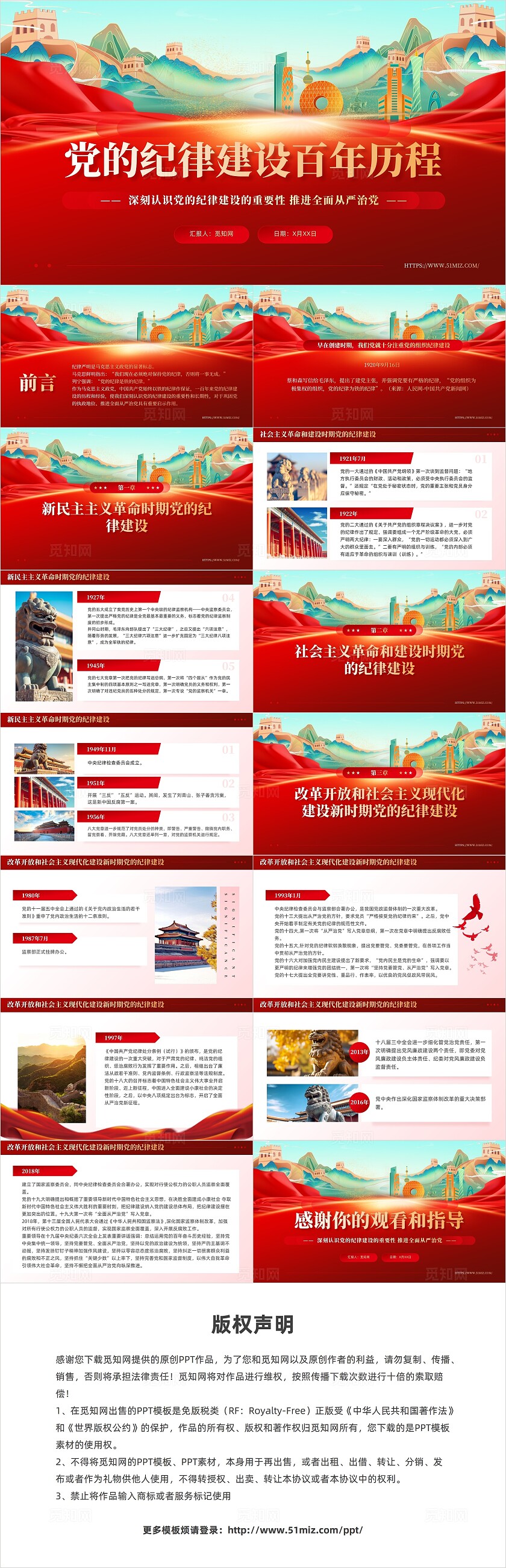 红色党课2024党的纪律建设百年历程党课ppt课件党建