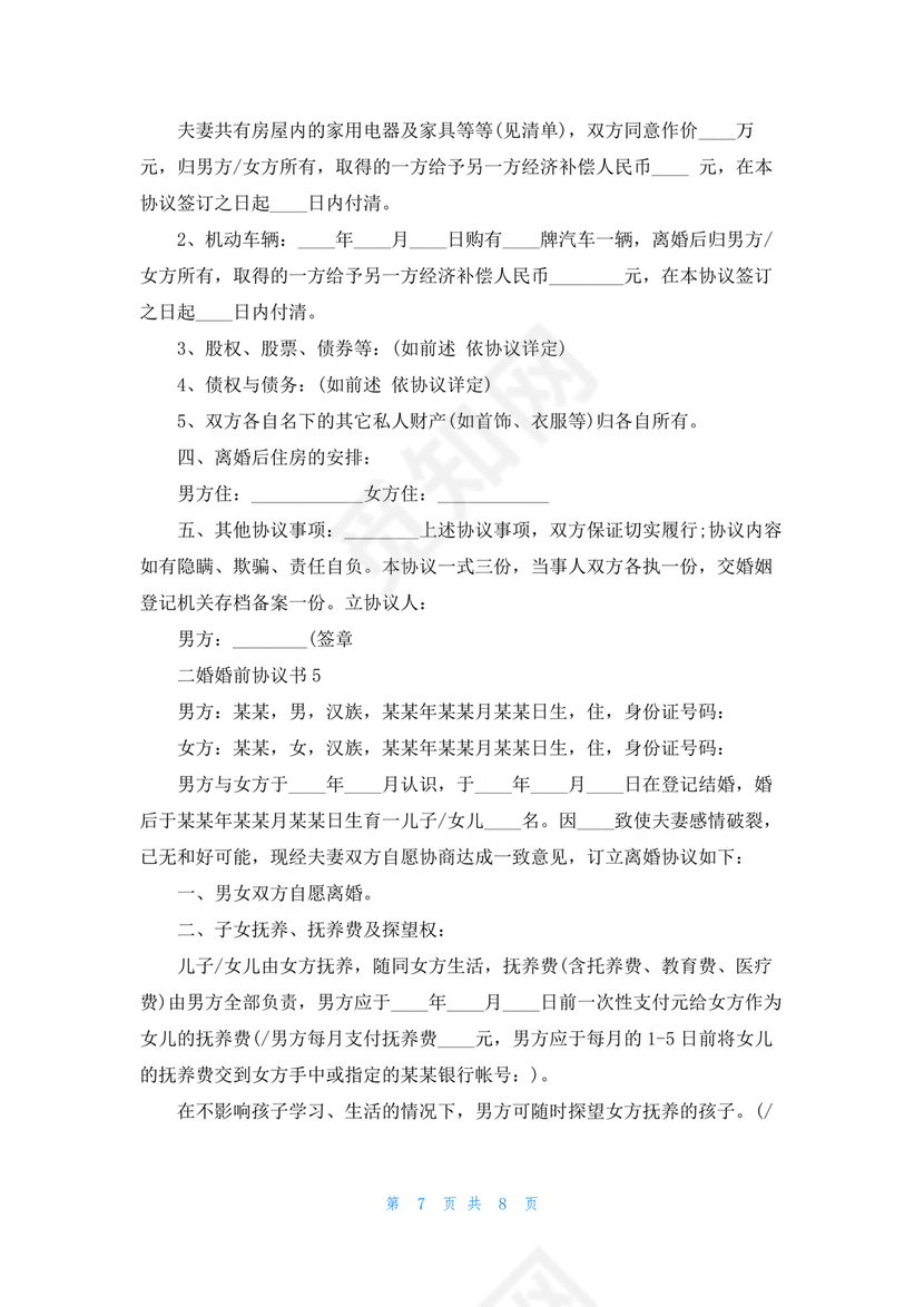 二婚婚前协议书.docx