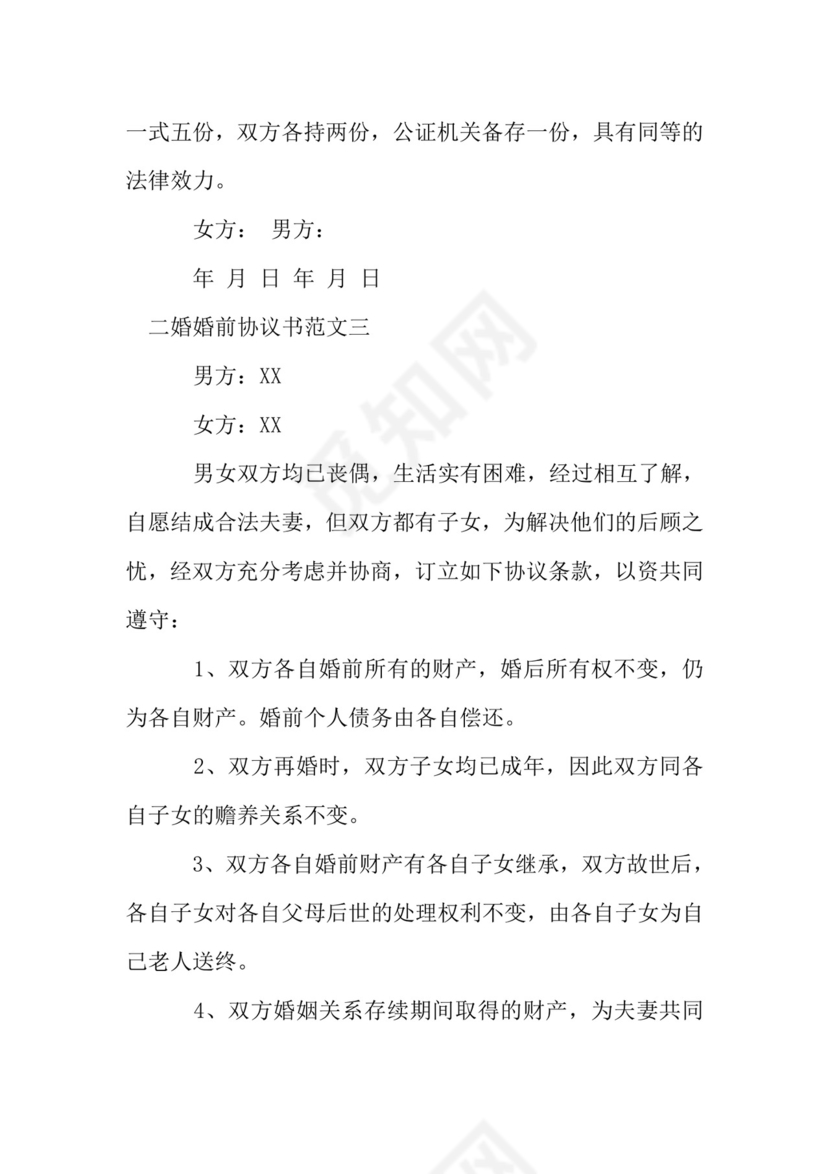 二婚婚前协议书.doc