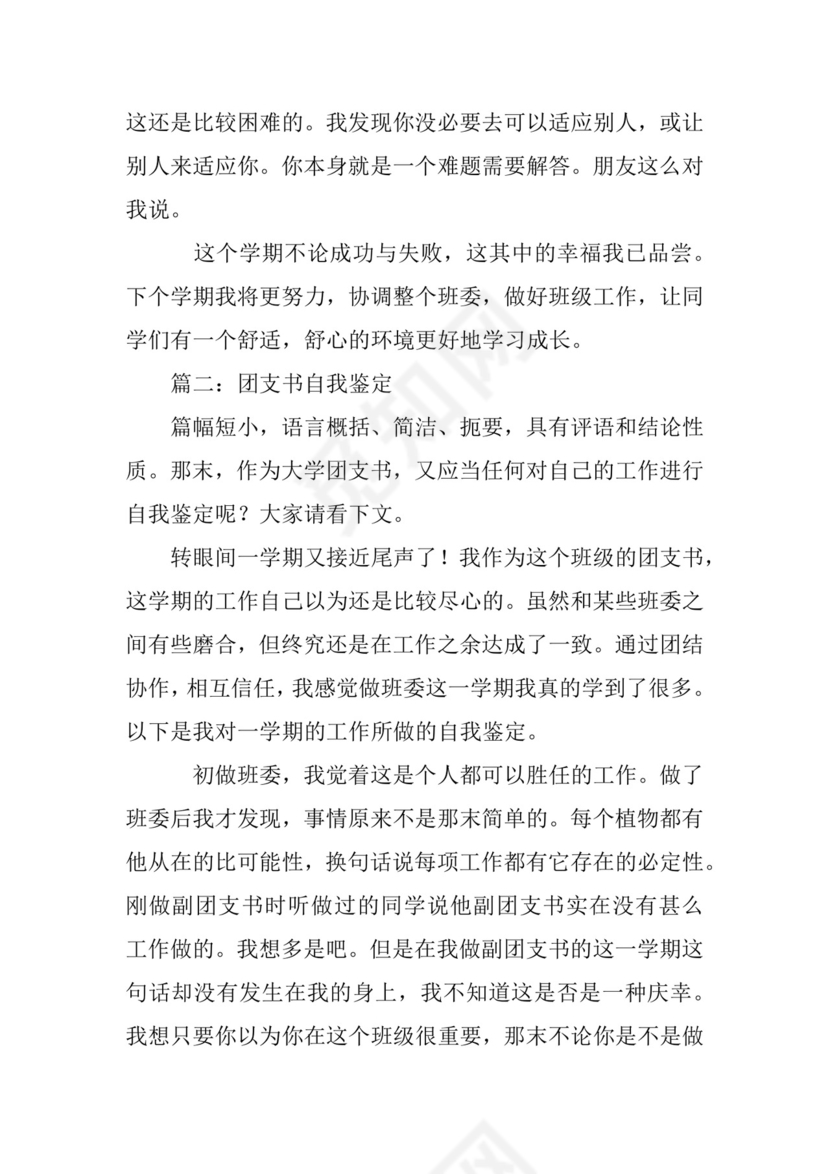 团支书自我鉴定.docx