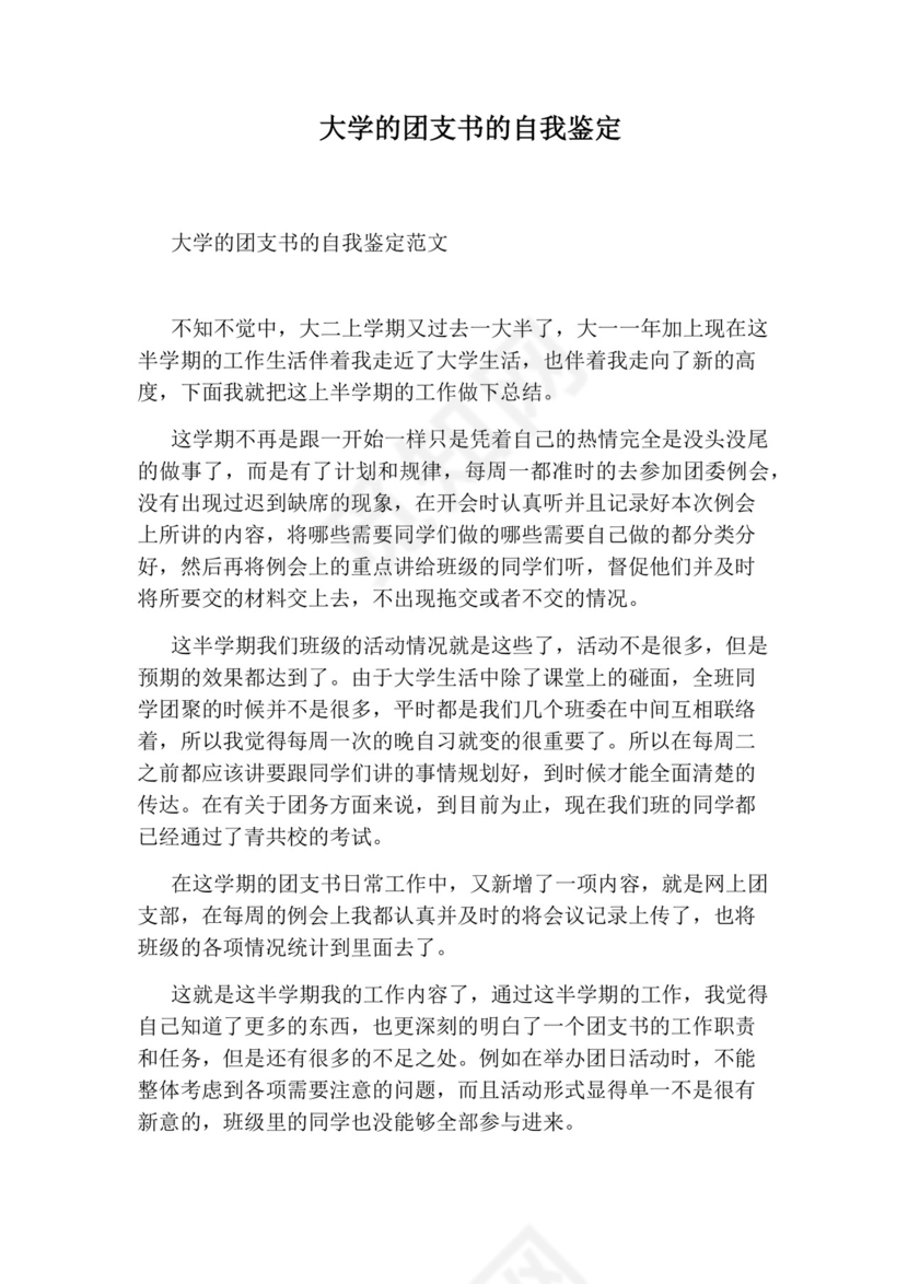 大学的团支书的自我鉴定.docx