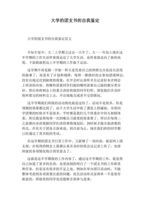 大学的团支书的自我鉴定.docx