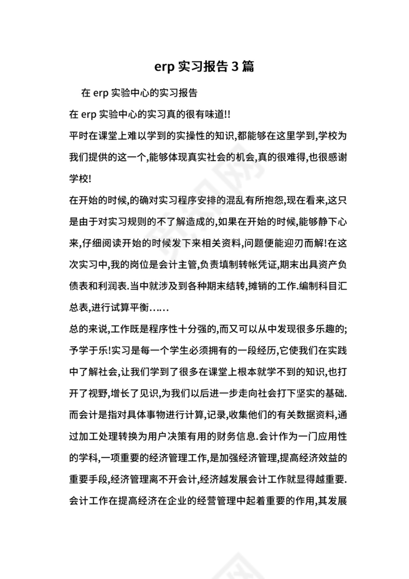 erp实习报告3篇.docx