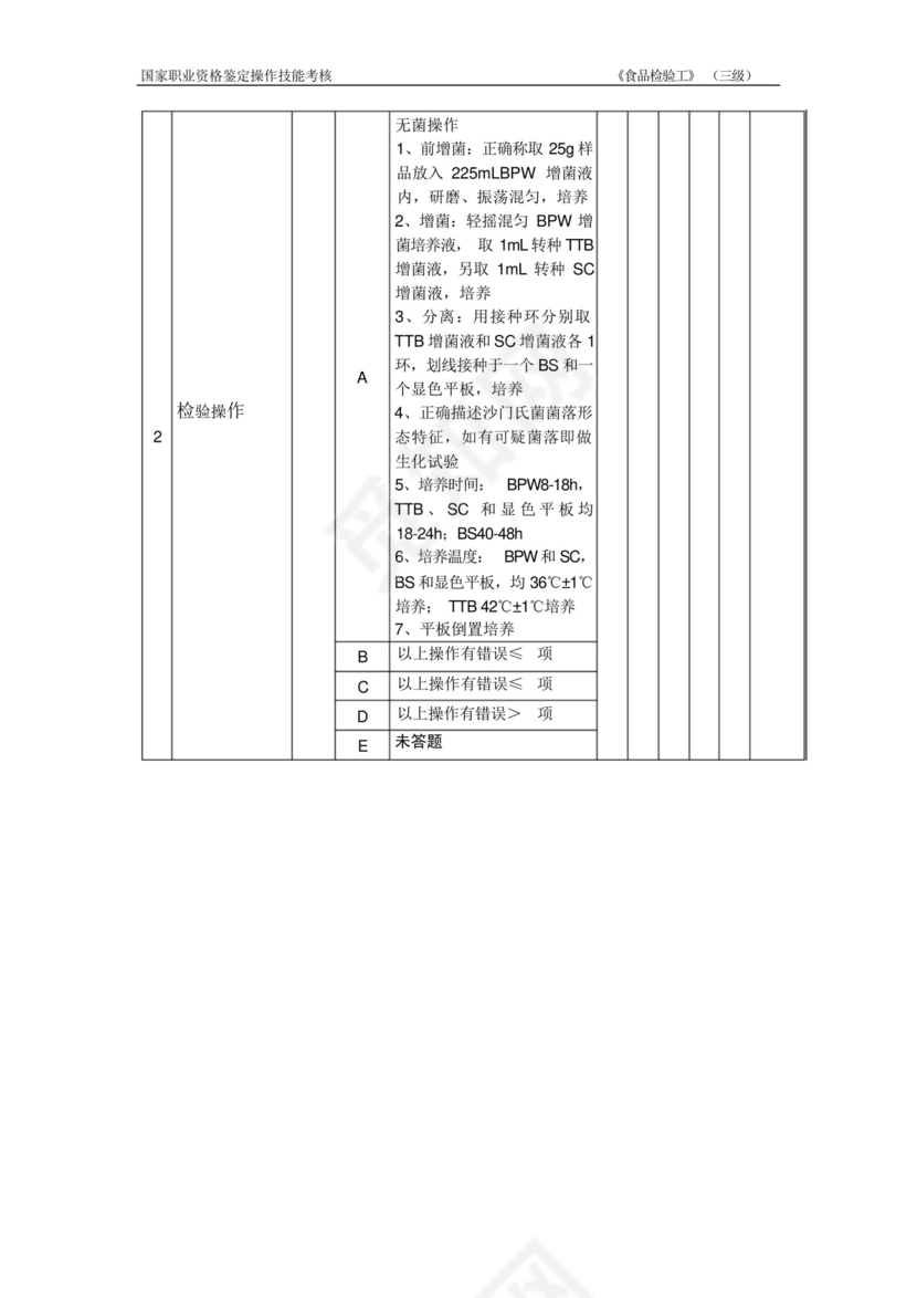 《食品检验工》(三级)操作技能鉴定112试题评分表及答案..docx