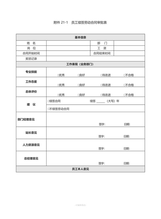 员工续签合同审批表.docx