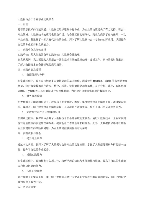 大数据与会计专业毕业实践报告.docx