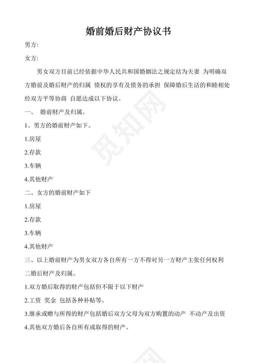 婚前婚后财产协议书.doc