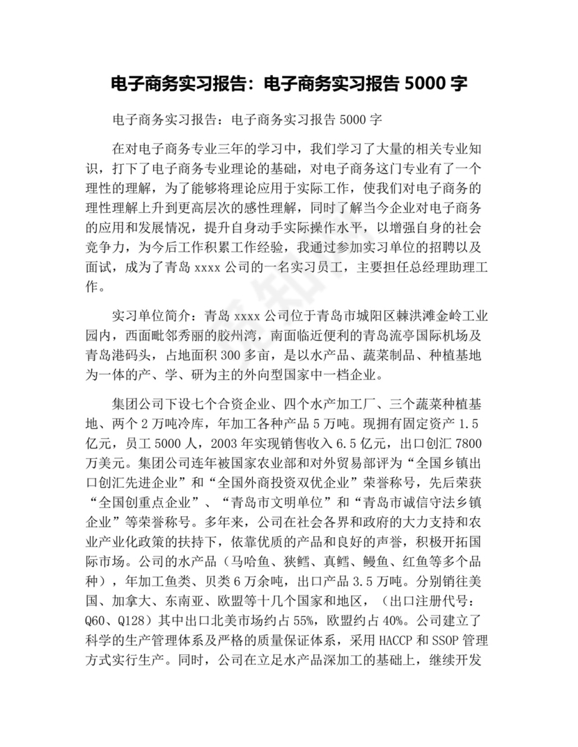 电子商务实习报告：电子商务实习报告5000字.docx
