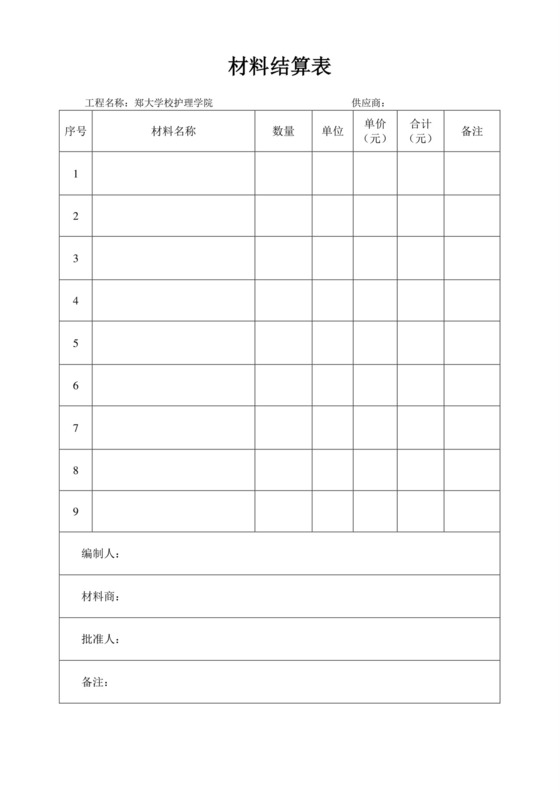 费用结算单合同模板.doc