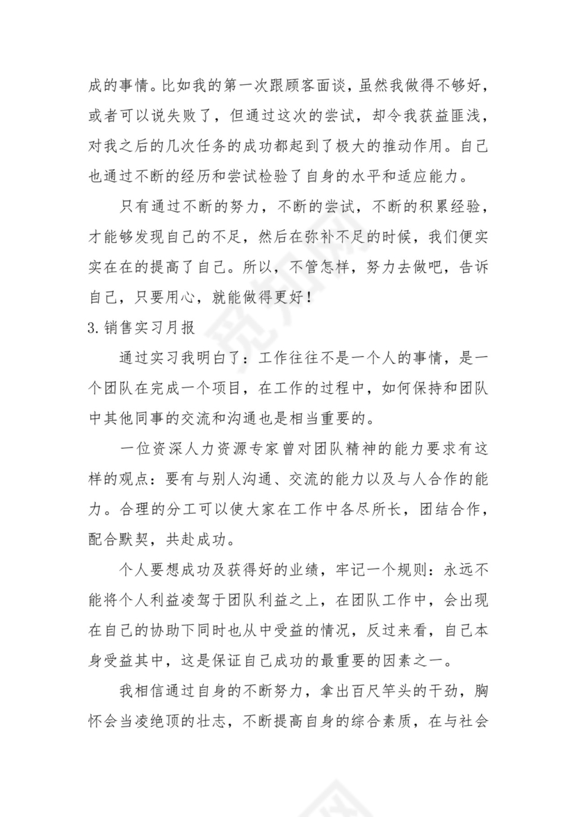 销售实习月报【10篇】.docx