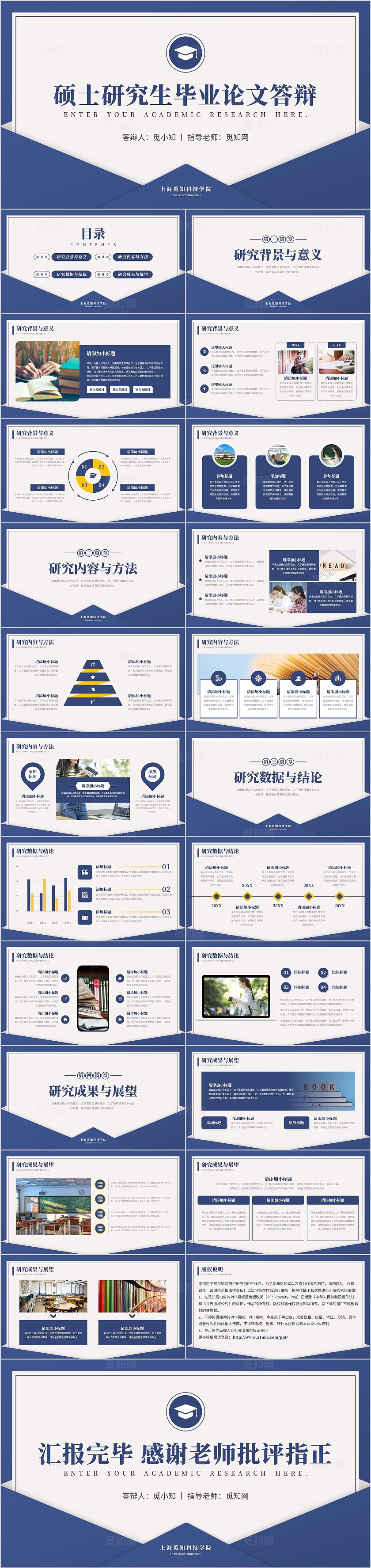 蓝色简约大气信封硕士研究生毕业论文答辩通用PPT