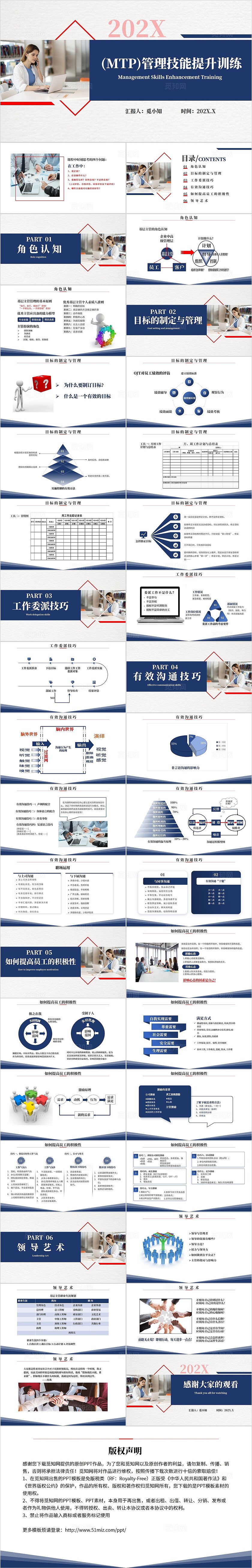 蓝色简约百叶窗(MTP)管理技能提升训练管理能力内容型