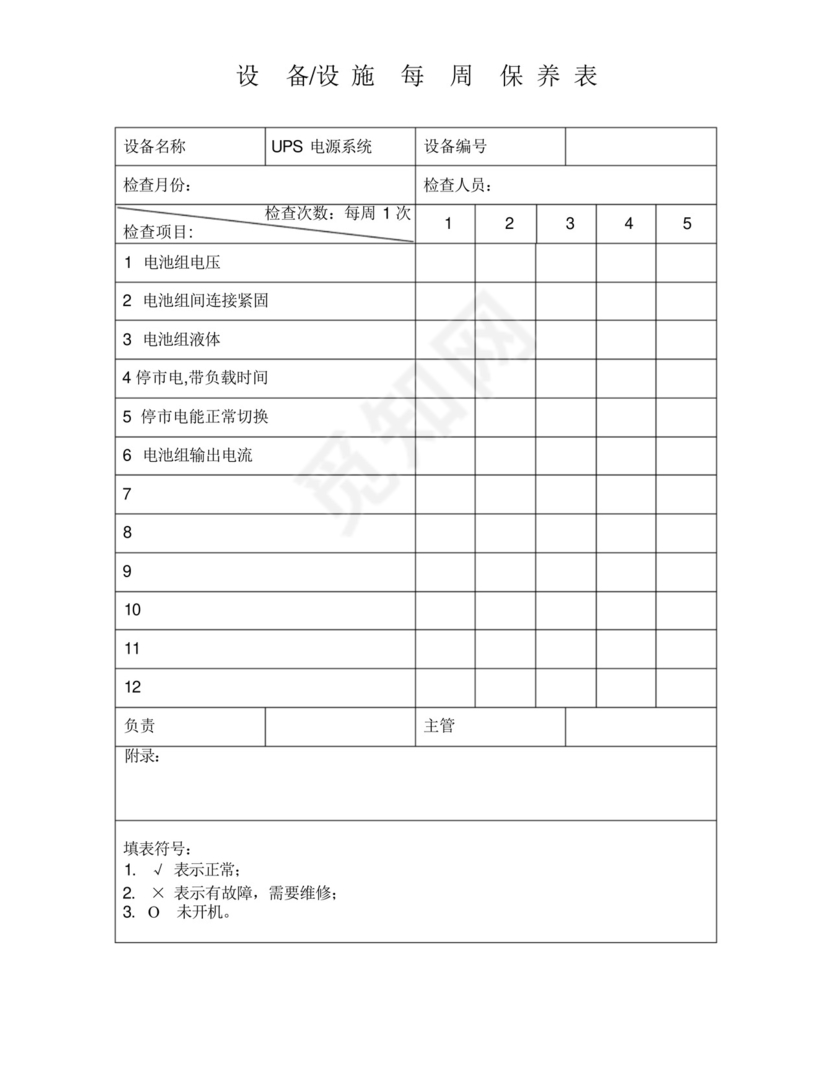 (完整版)UPS电源系统周检查表.docx