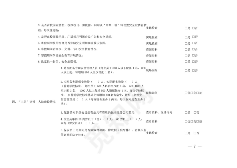 2023年春季开学校园安全及疫情防控检查表-.docx