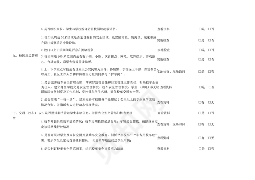 2023年春季开学校园安全及疫情防控检查表-.docx