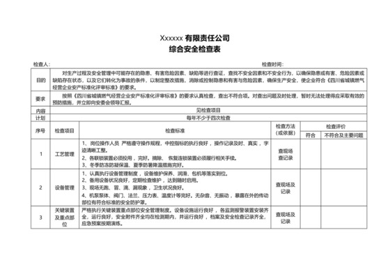 43安全检查表(季节性、日常、专项、综合检查).docx