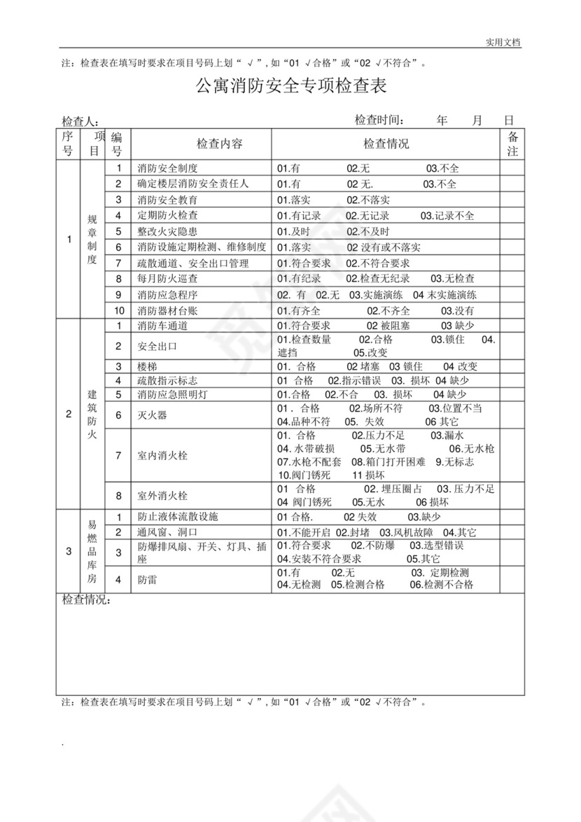 一般企业、办公楼消防安全专项检查表.docx