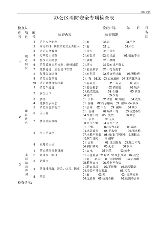 一般企业、办公楼消防安全专项检查表.docx