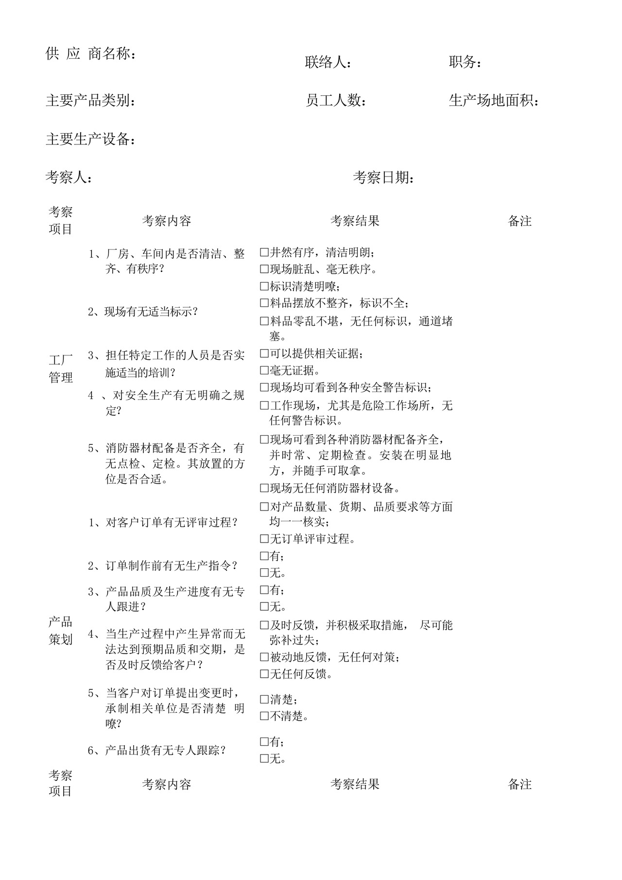 供应商实地考察查检表.docx