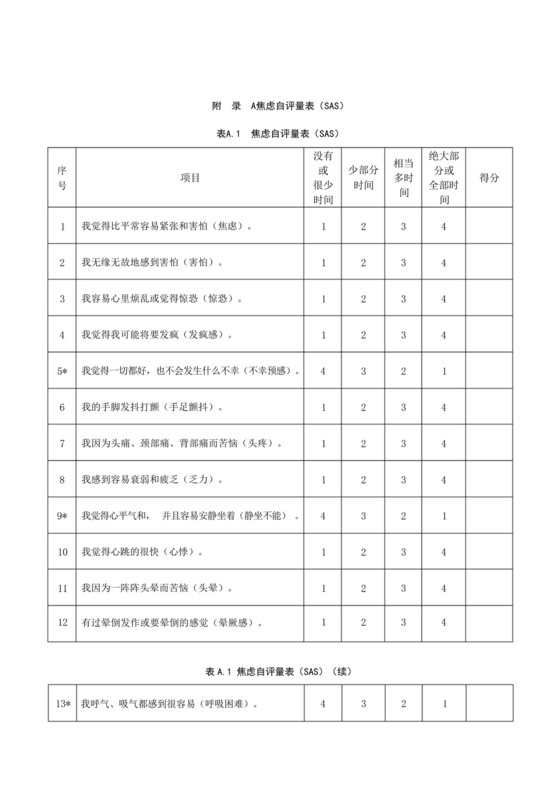养老机构老年人焦虑(SAS)、抑郁(SDS)、症状自评量表(SCL-90).docx