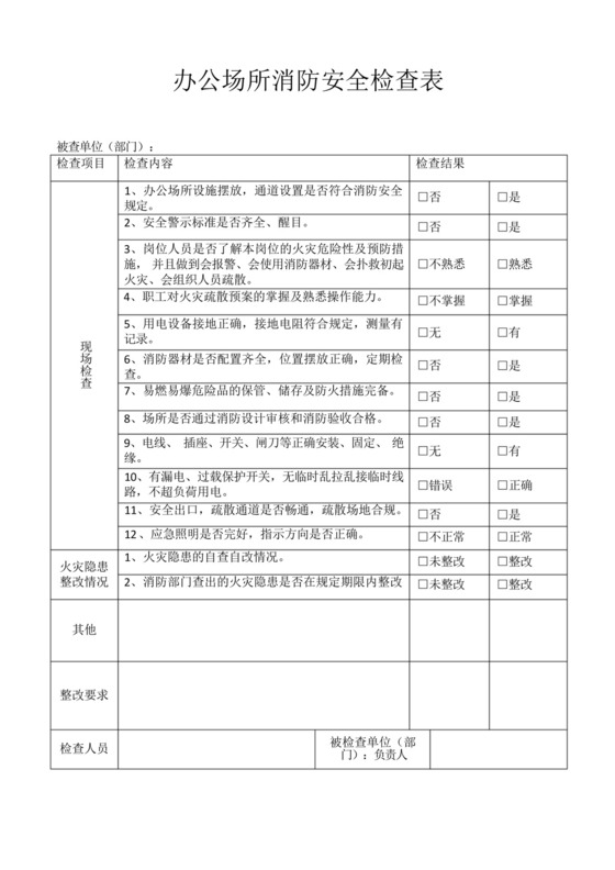 办公场所消防安全检查表.docx