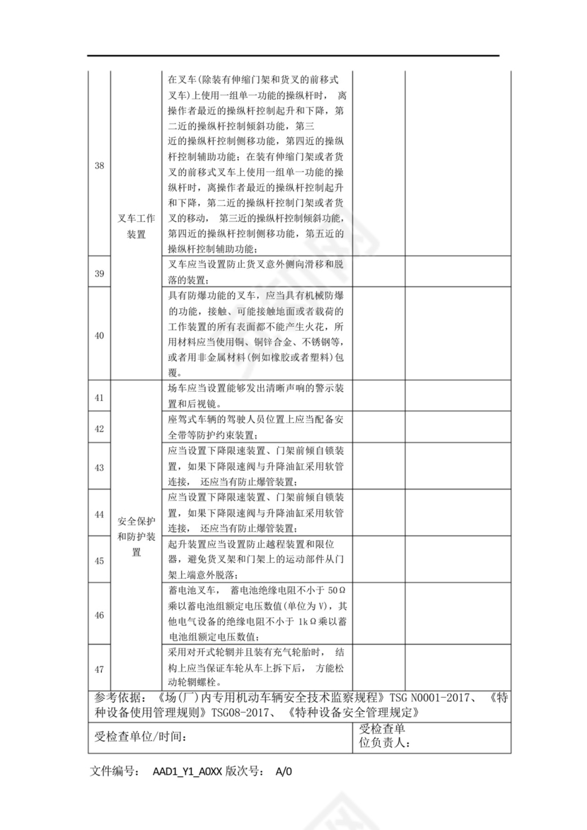 叉车安全专项检查表.docx
