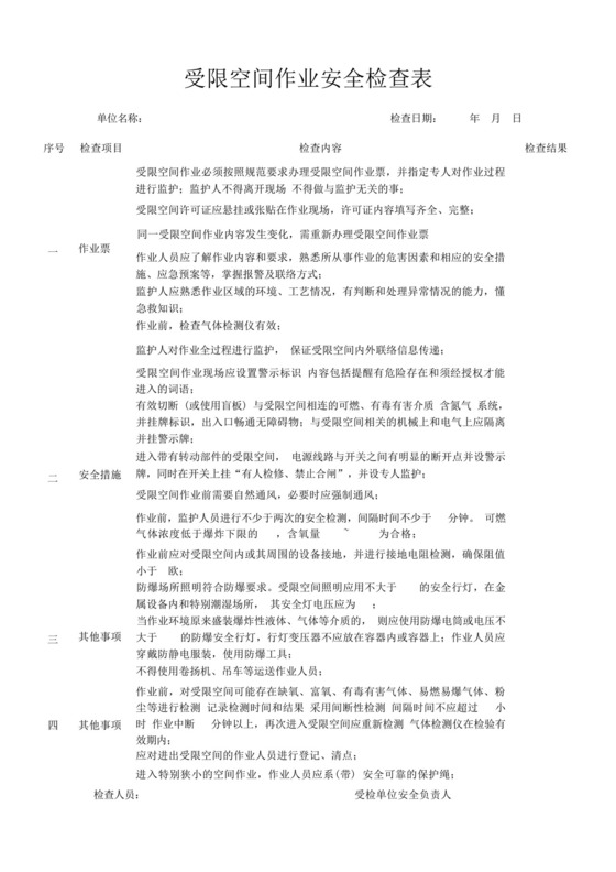 受限空间作业安全检查表.docx