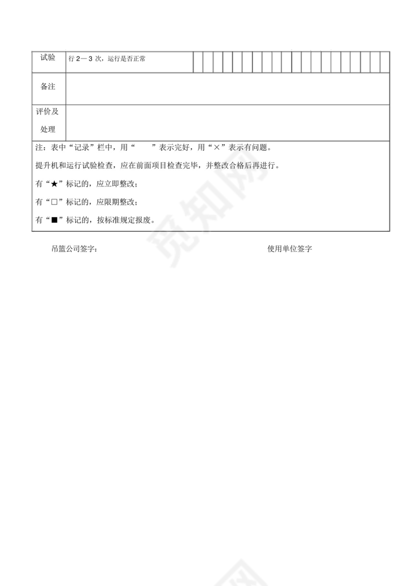吊篮日常检查表.docx