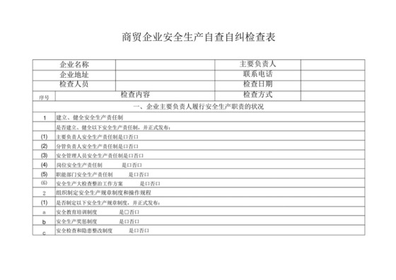 商贸企业安全生产自查自纠检查表.docx