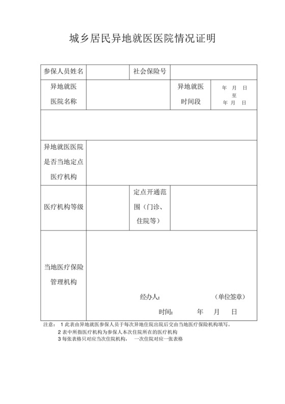 城乡居民异地就医医院情况证明.docx