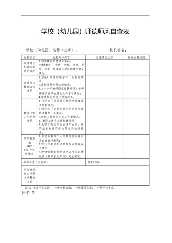 学校(幼儿园)师德师风自查表【模板】.docx