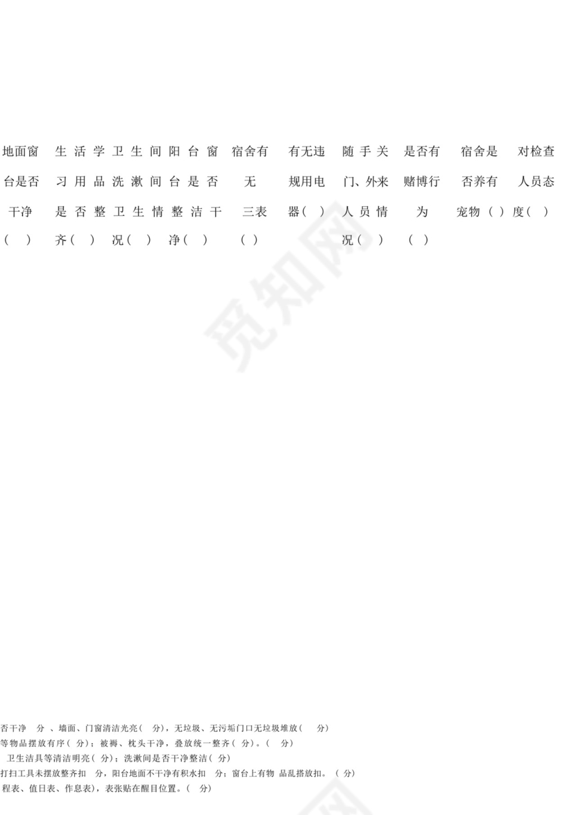 学生宿舍安全卫生检查表.docx