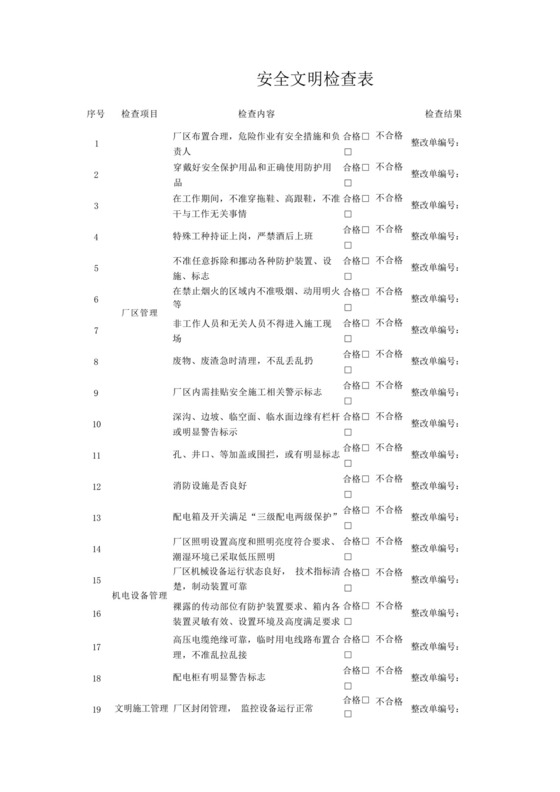 安全文明检查表.docx