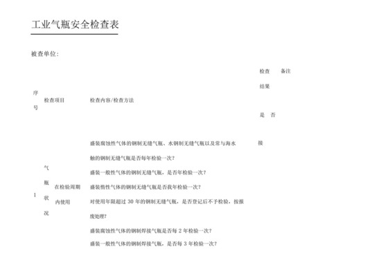 工业气瓶安全检查表.docx