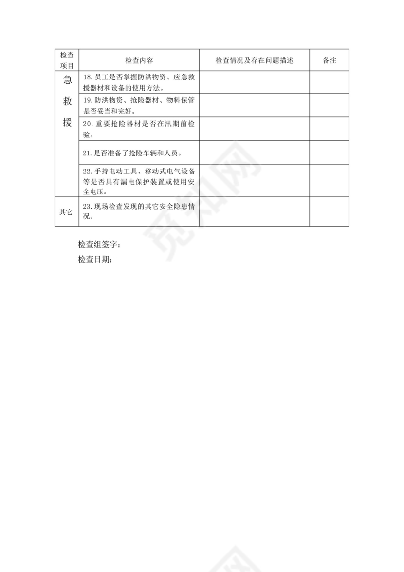 工程防洪度汛安全隐患检查表.docx