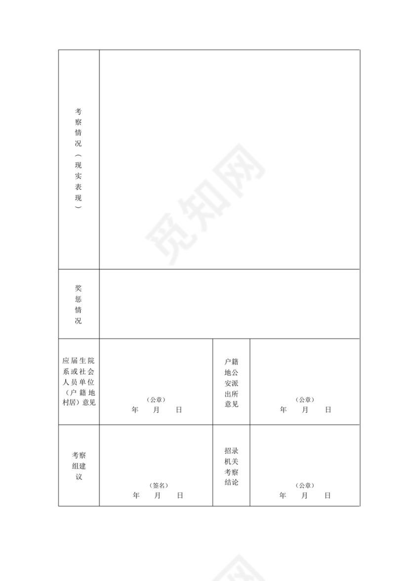 招考录用公务员(参照单位工作人员)考察表-.docx