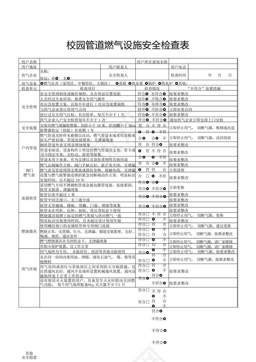 校园管道燃气设施和瓶装液化气安全检查表.docx
