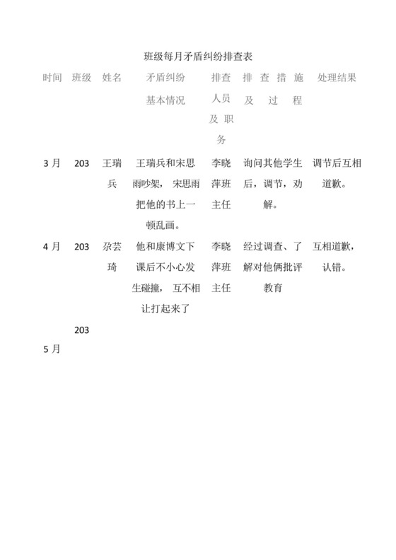 班级每月矛盾纠纷排查表-.docx