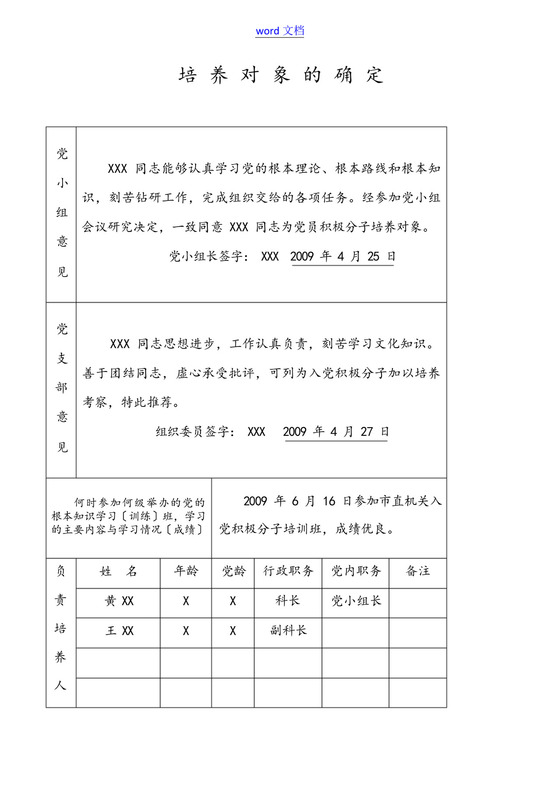 申请入党积极分子培养考察登记表(已全填,超实用).docx
