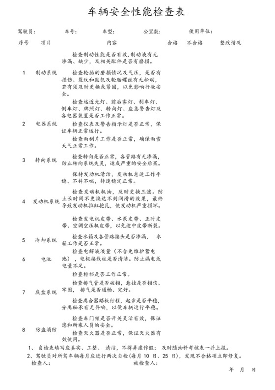 车辆安全性能检查表-.docx