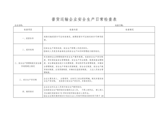 道路货物运输企业安全生产日常检查表.docx