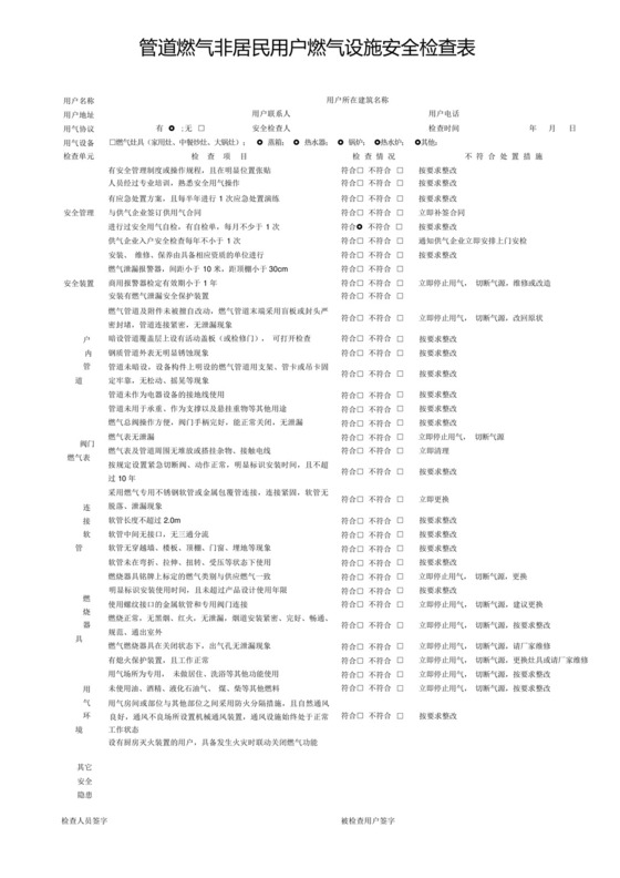 非居民用户燃气设施安全检查表.docx