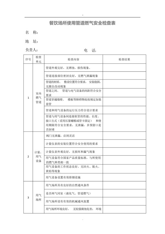 餐饮场所使用管道燃气安全检查表.docx