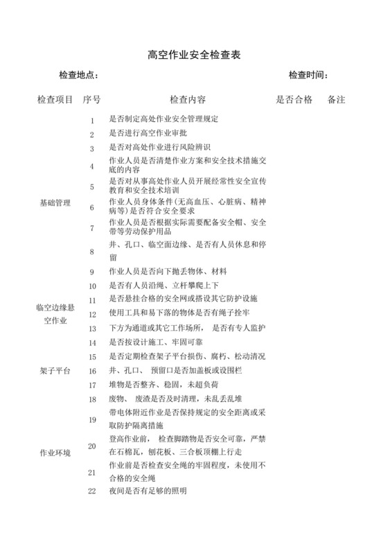 高空作业安全检查表.docx