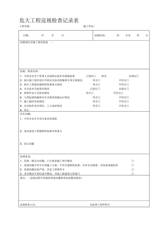 危大工程巡视检查记录表.docx
