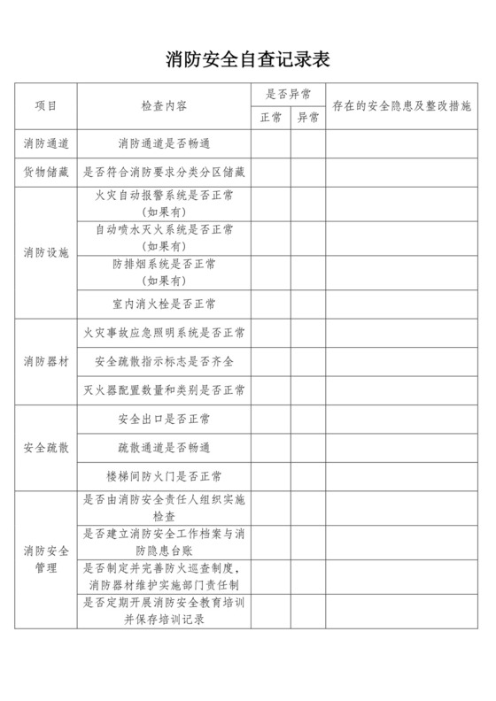 消防安全自查记录表.docx