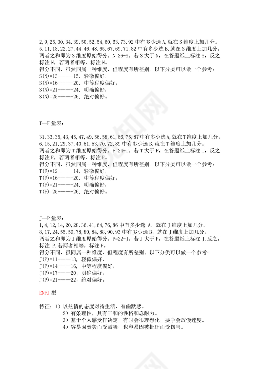 mbti人格测验量表.doc