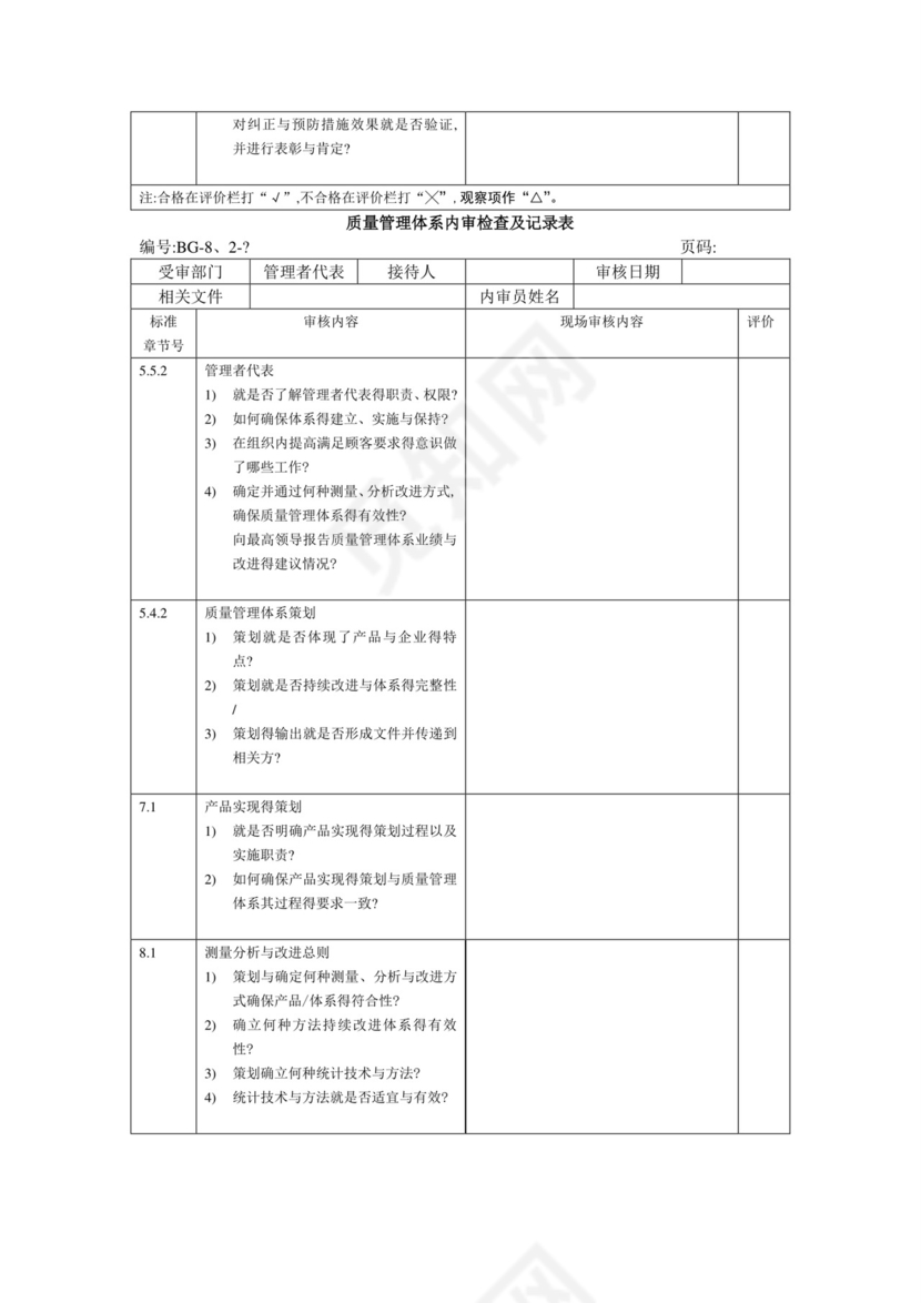 三体系内审检查表.doc